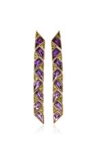 Jill Heller Vintage 18k Gold Amethyst And Peridot Earrings