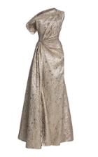 Moda Operandi Lela Rose Metallic Jacquard Asymmetric Gown