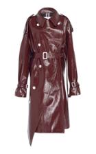 Pushbutton Wine Sway Over Leather Coat