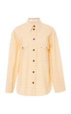 Victoria Beckham Checkered Patch Pocket Stretch Wool Shirt
