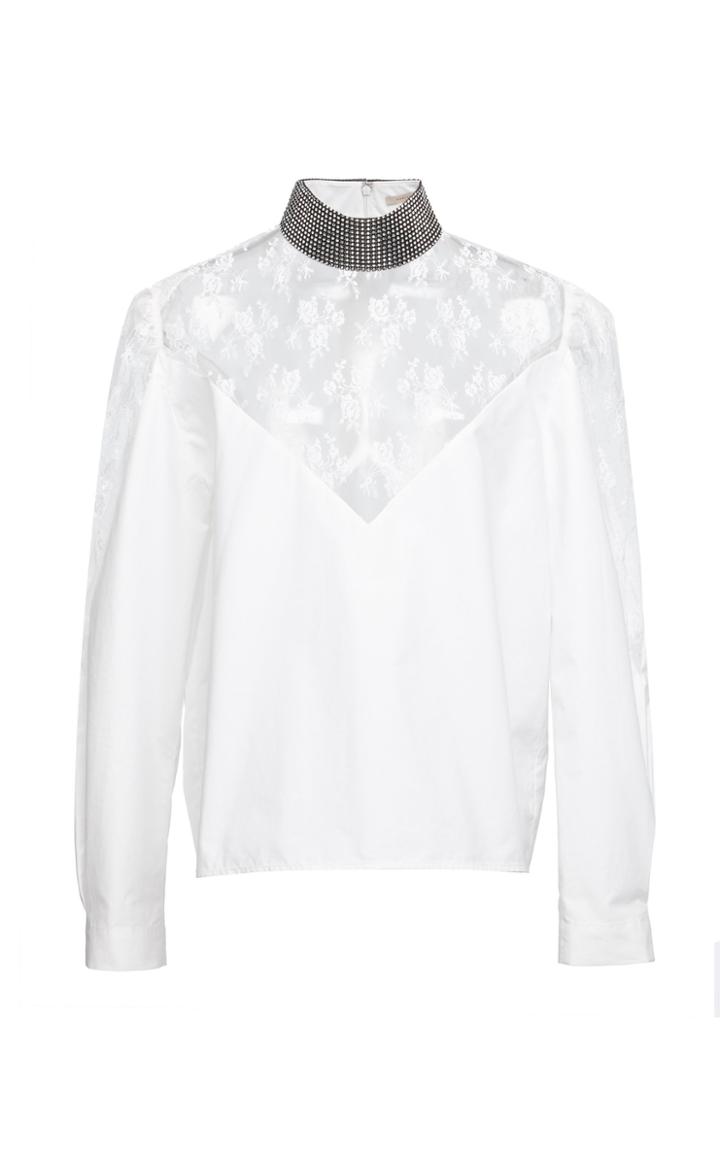 Christopher Kane Long Sleeve Sequin Neck Blouse