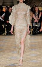 Christian Siriano Floral Three Quarter Sleeve Gown