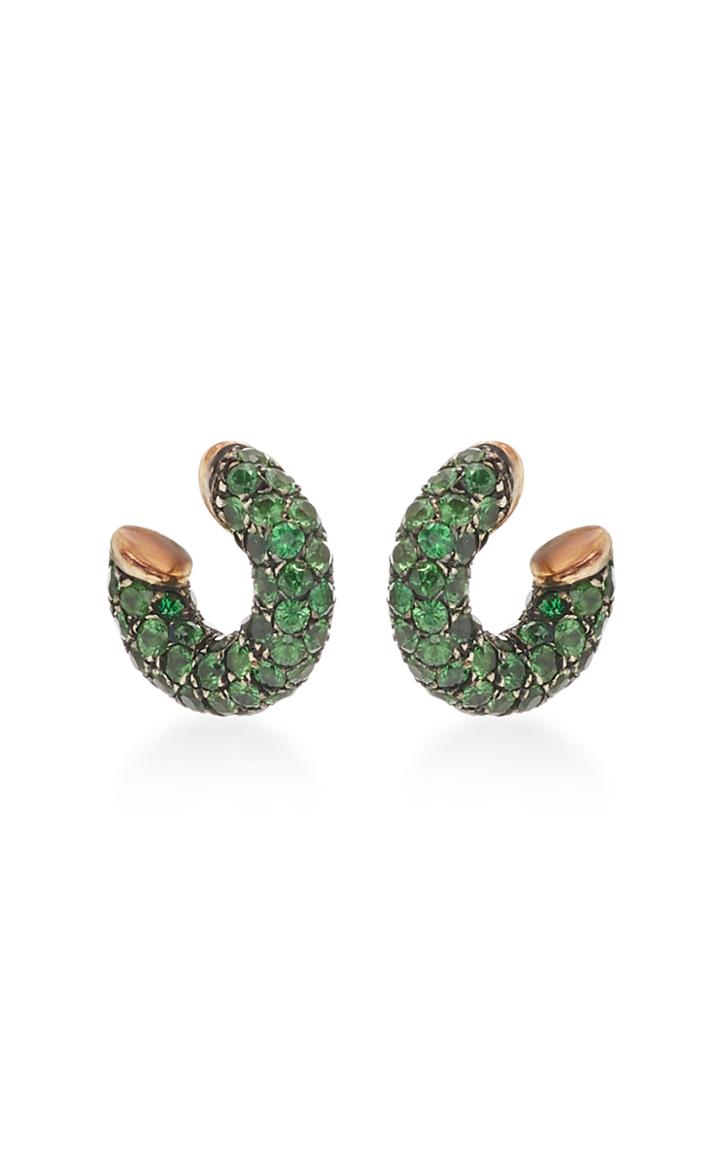 Gioia Pirate 18k Gold, Oxidized Silver And Green Garnet Earrings