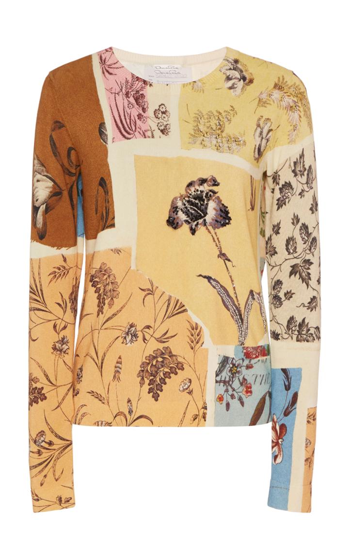 Moda Operandi Oscar De La Renta Printed Jersey Sweater Size: 0