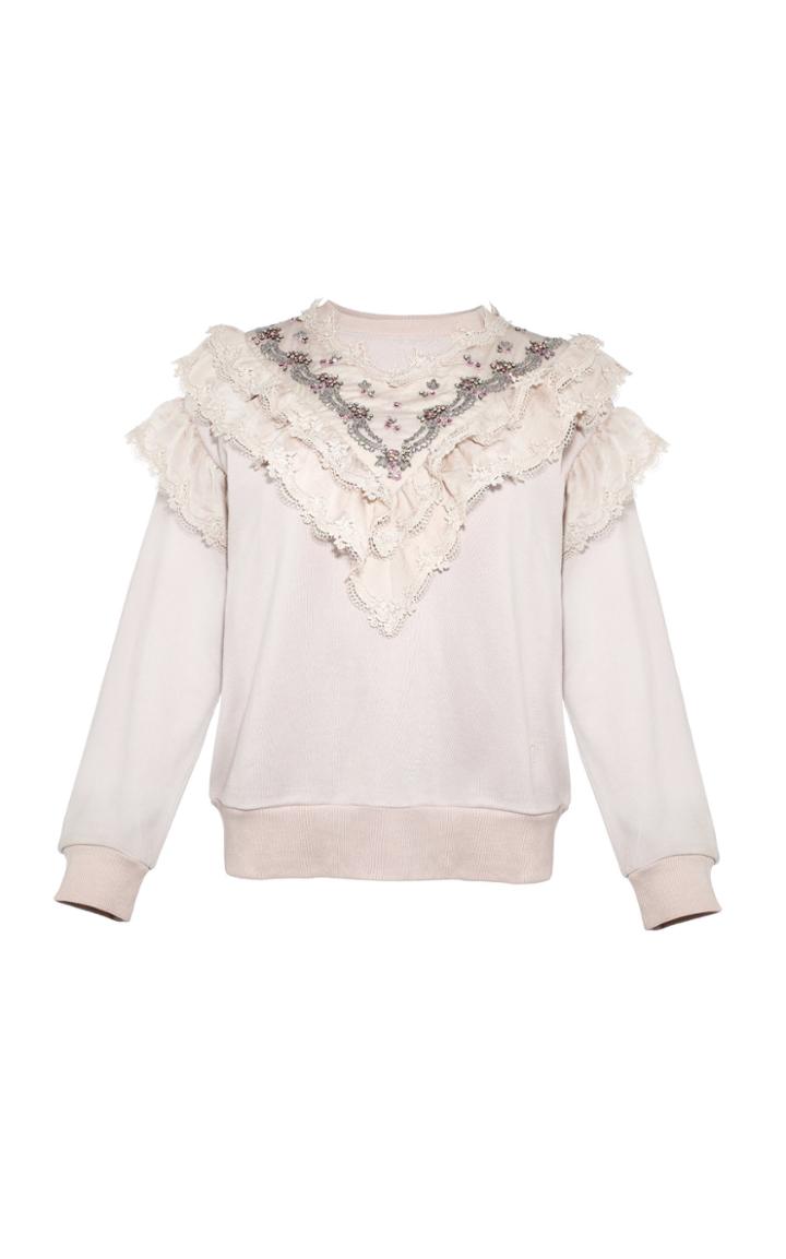 Needle & Thread Wren Embellished Ruffle Sweatshirt