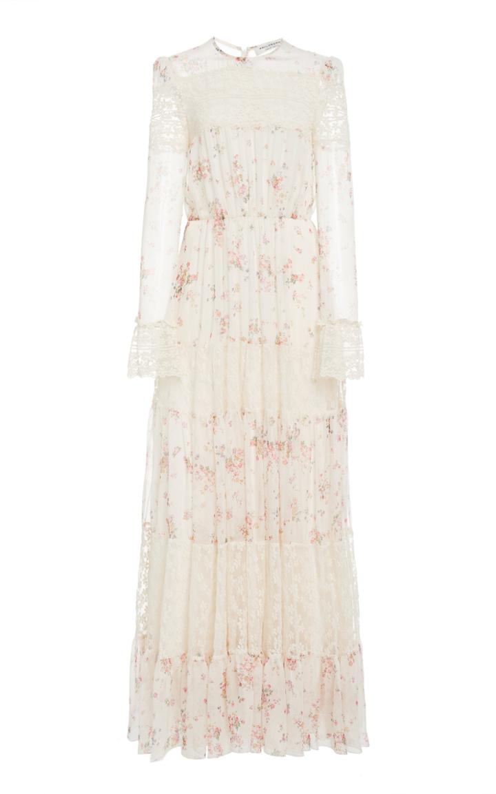 Moda Operandi Philosophy Di Lorenzo Serafini Lace-detailed Floral Chiffon Gown
