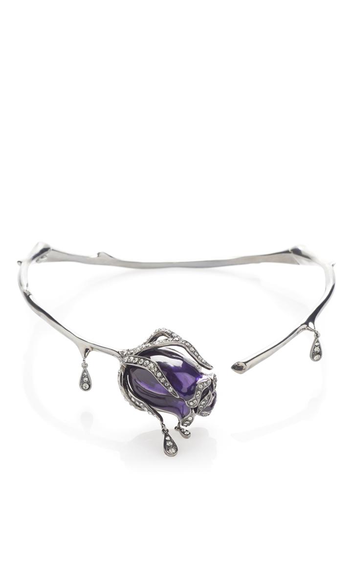Roberto Cavalli Purple Enamel Blooming Choker