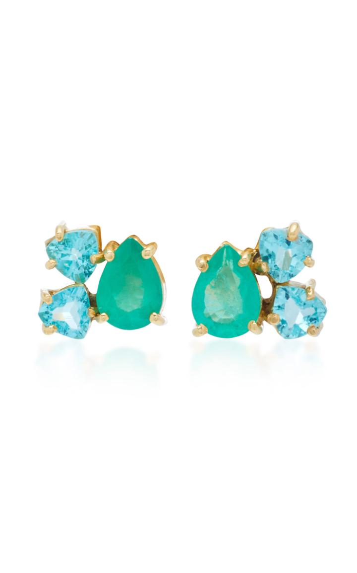 Carolina Neves 18k Gold Emerald And Apatite Earrings