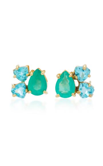 Carolina Neves 18k Gold Emerald And Apatite Earrings