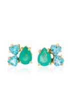 Carolina Neves 18k Gold Emerald And Apatite Earrings