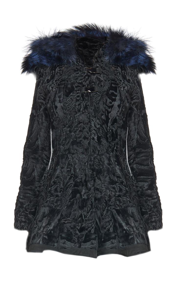 Lysa Lash Furs Belle Flared Hem Textured Coat