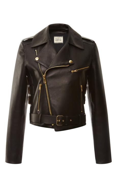 Fausto Puglisi  Black Leather Jacket Black