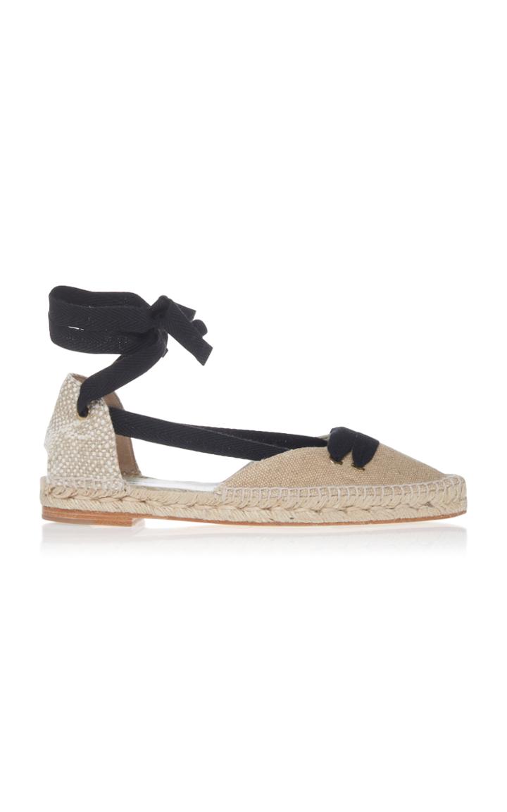 Castaer X Manolo Blahnik Lace-up Beige Linen Espadrilles