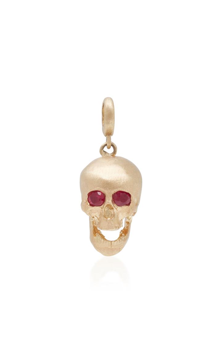 Luis Morais Large Skull Charm With Moveable Jaw And Gemfields Ruby Eyes