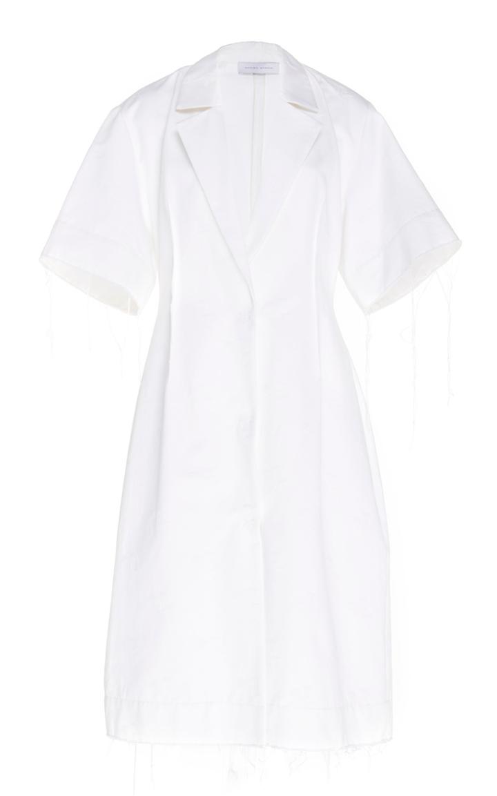 Marina Moscone Frayed Jacquard Shirtdress