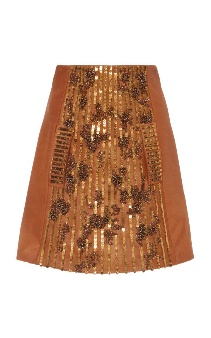 J. Mendel Leather Embellished Mini Skirt