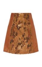 J. Mendel Leather Embellished Mini Skirt