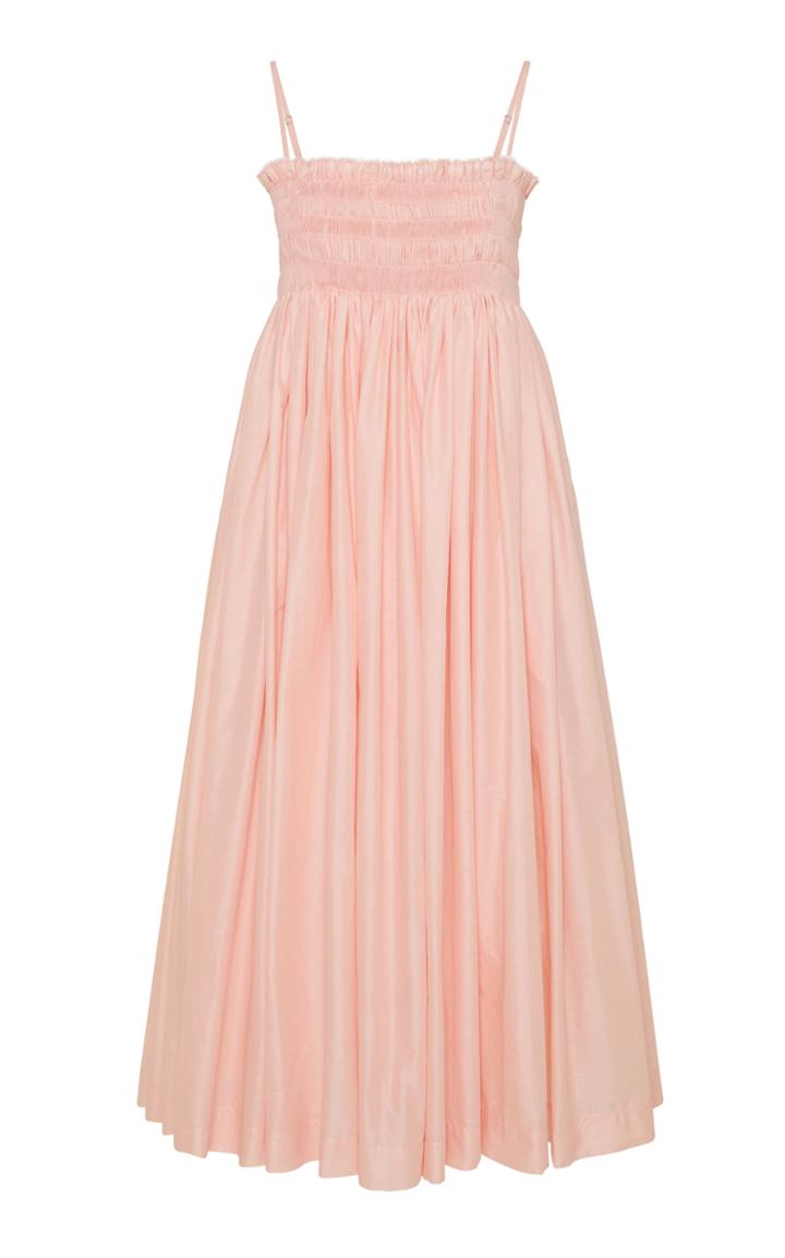 Moda Operandi Molly Goddard Becky Smocked Cotton Voile Midi Dress