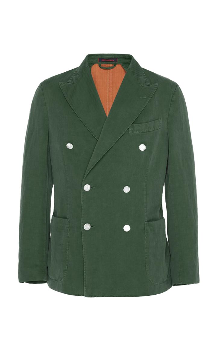 The Gigi Double-breasted Cotton-blend Blazer