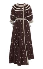 Moda Operandi Ulla Johnson Innika Contrast Trim Cotton Midi Dress Size: 0