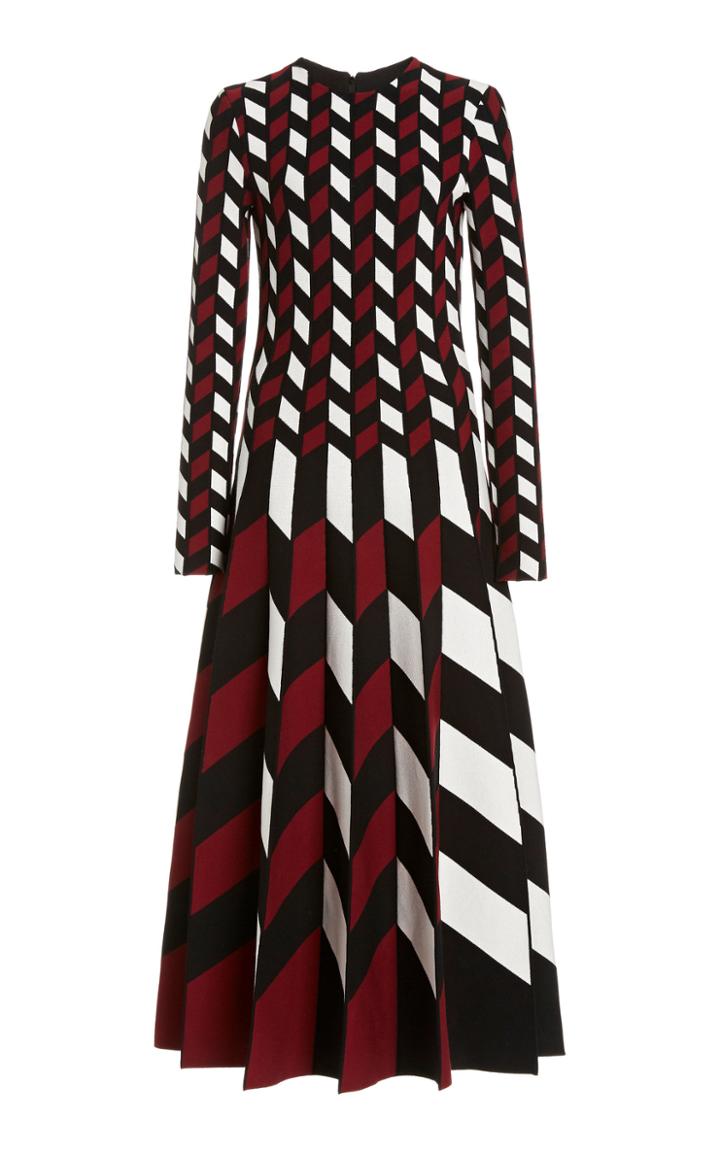 Moda Operandi Oscar De La Renta Printed Long Sleeved Knit Dress