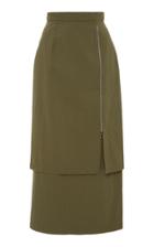 Christina Economou Tiered Zip Midi Skirt