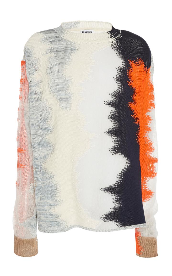 Jil Sander Intarsia-knit Cotton-blend Crewneck Sweater