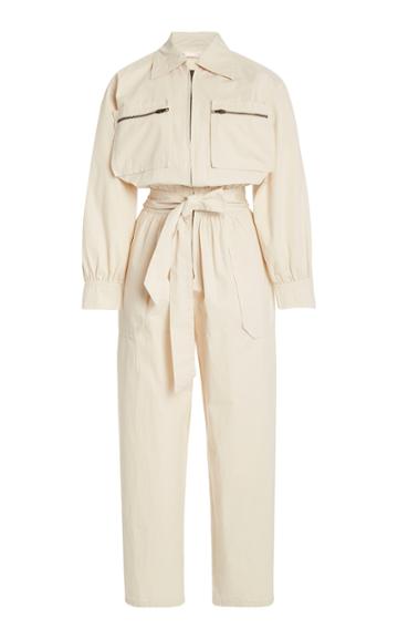 Posse Belted Cropped Cotton-twill Jumpsuit