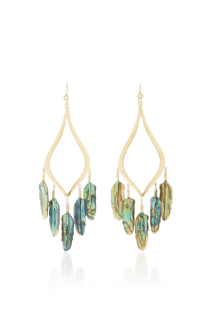 Jacquie Aiche Moroccan Abalone Feather Shaker Earrings