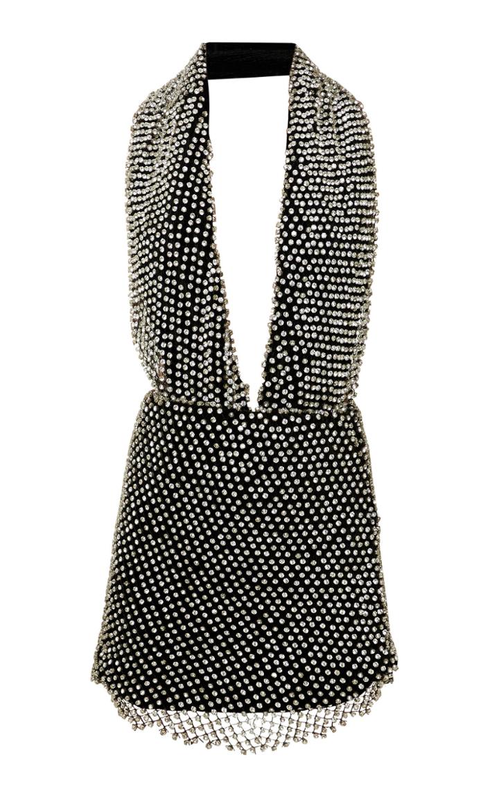 Mach & Mach Halter Velvet Crystalized Dress