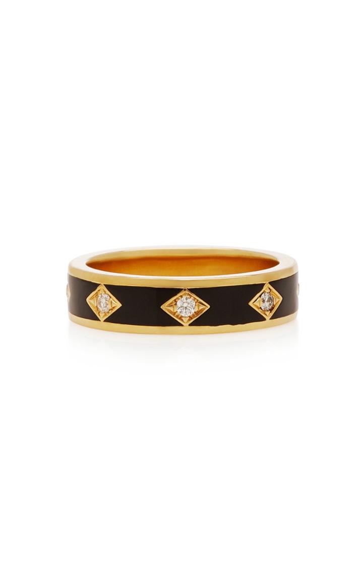 Azlee Night Sky 18k Gold, Diamond And Enamel Ring
