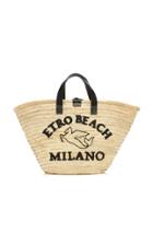 Etro Embroidered Palm Leaf Shopping Bag