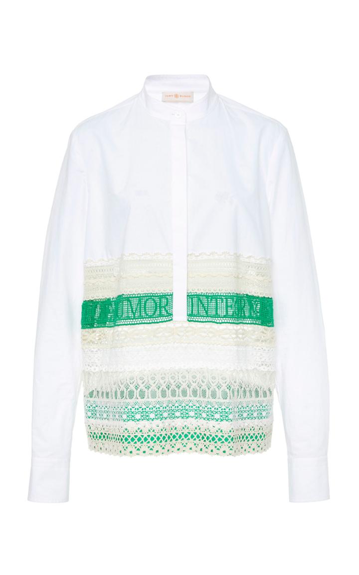 Tory Burch Lace Trim Long-sleeve Shirt