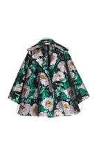 Oscar De La Renta Floral Jacquard Short Coat
