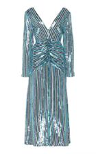 Rixo Emmy Corset-waist Sequin Stripe Midi Dress