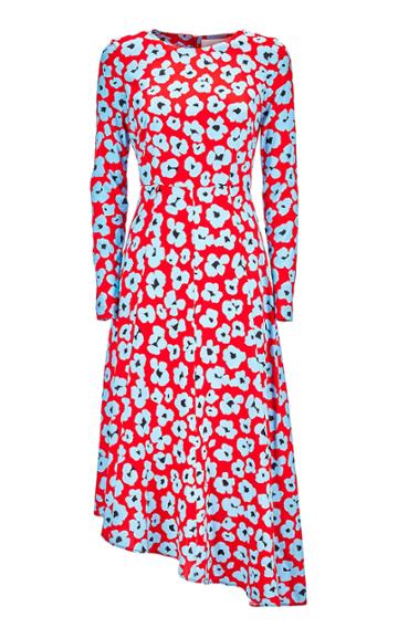 La Doublej Pina Printed Asymmetric Midi Dress