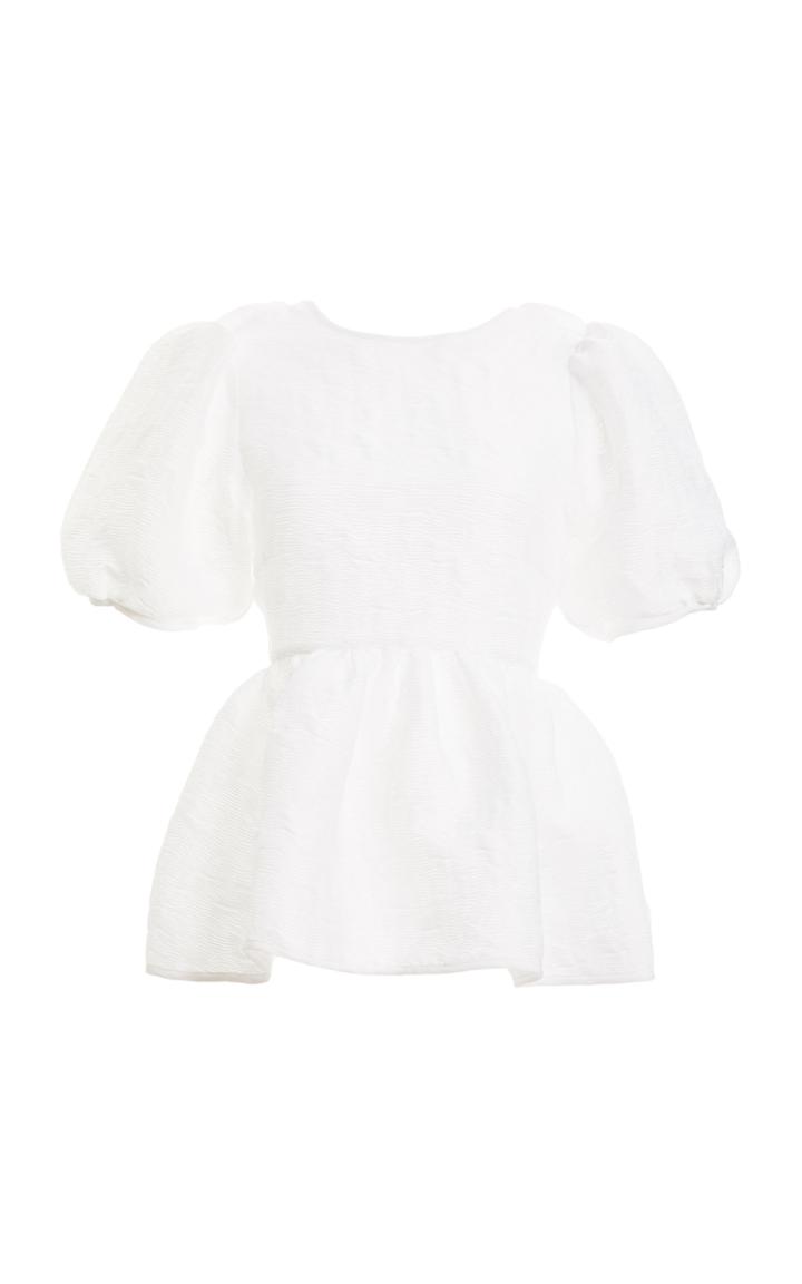 Cecilie Bahnsen Tie-detailed Peplum Cloqu Blouse