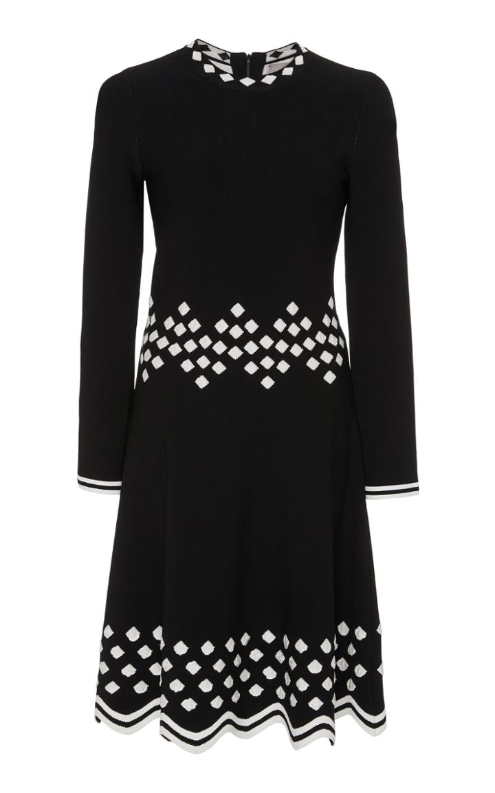 Lela Rose Geometric-detail Crepe Peplum Dress