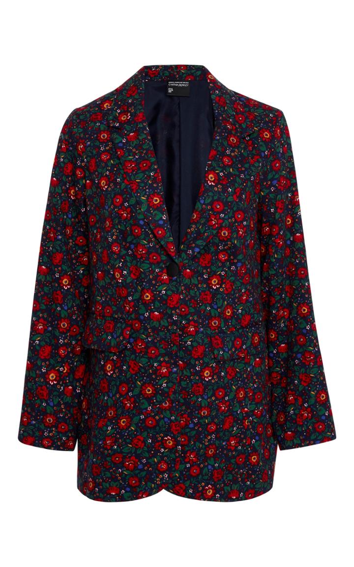 Cynthia Rowley Floral Printed Corduroy Jacket