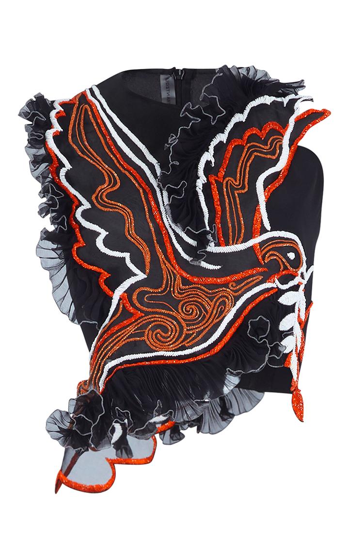 Mary Katrantzou Dove Embroidered Silk Organza Cropped Top