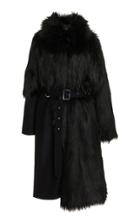 Moda Operandi Boyarovskaya Wool-detailed Belted Faux Fur Coat