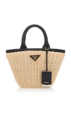 Prada Small Bi-color Raffia Basket Bag