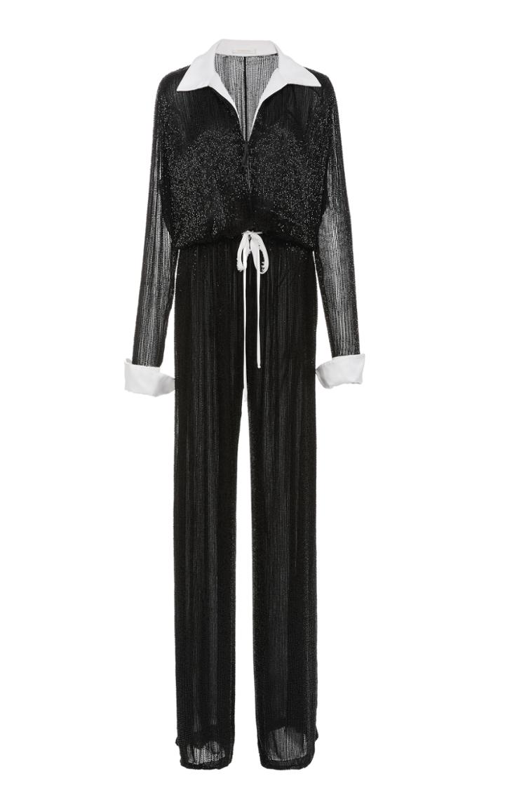 Naeem Khan Beaded Silk Jumpsuit