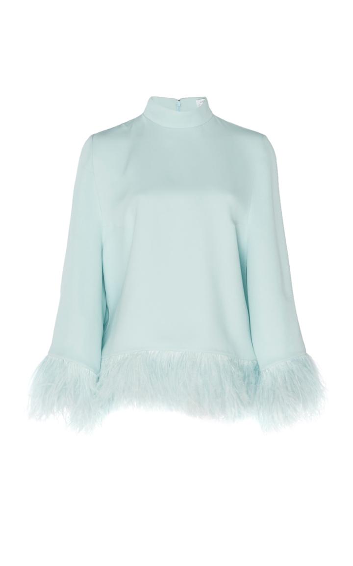 Andrew Gn Ostrich Feather Long Sleeve Top