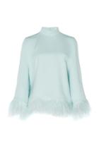 Andrew Gn Ostrich Feather Long Sleeve Top