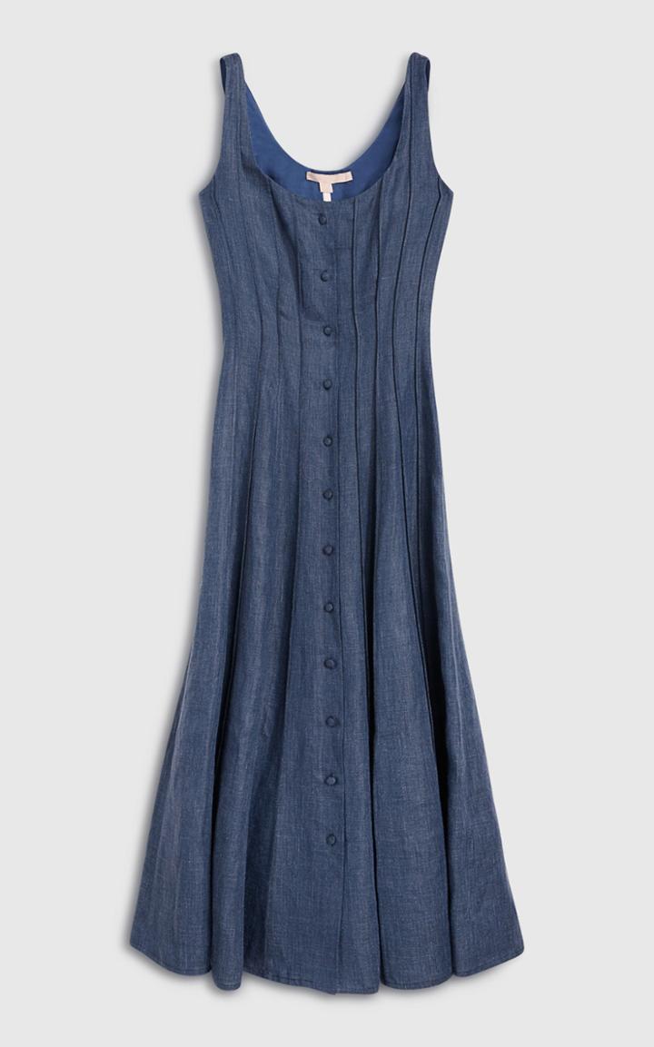 Moda Operandi Brock Collection Sara Linen-blend Chambray Button-front Midi Dress