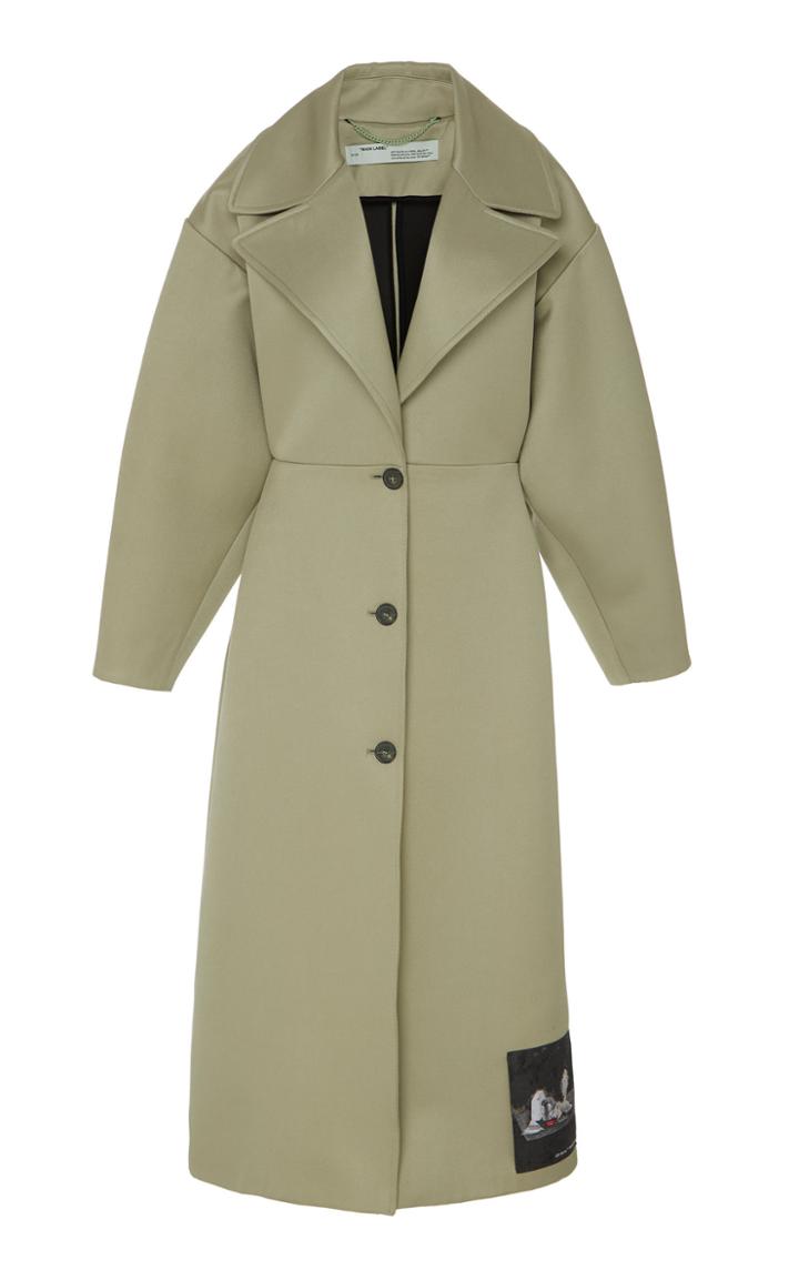 Off-white C/o Virgil Abloh Wide Collar Duchess Satin Overcoat