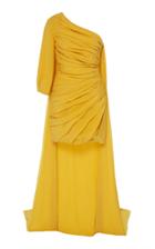 Marina Moscone Silk Pleated Dress With Train