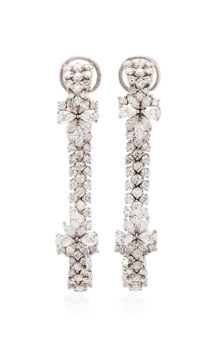 Yeprem 18k White Diamond Hoop Earrings