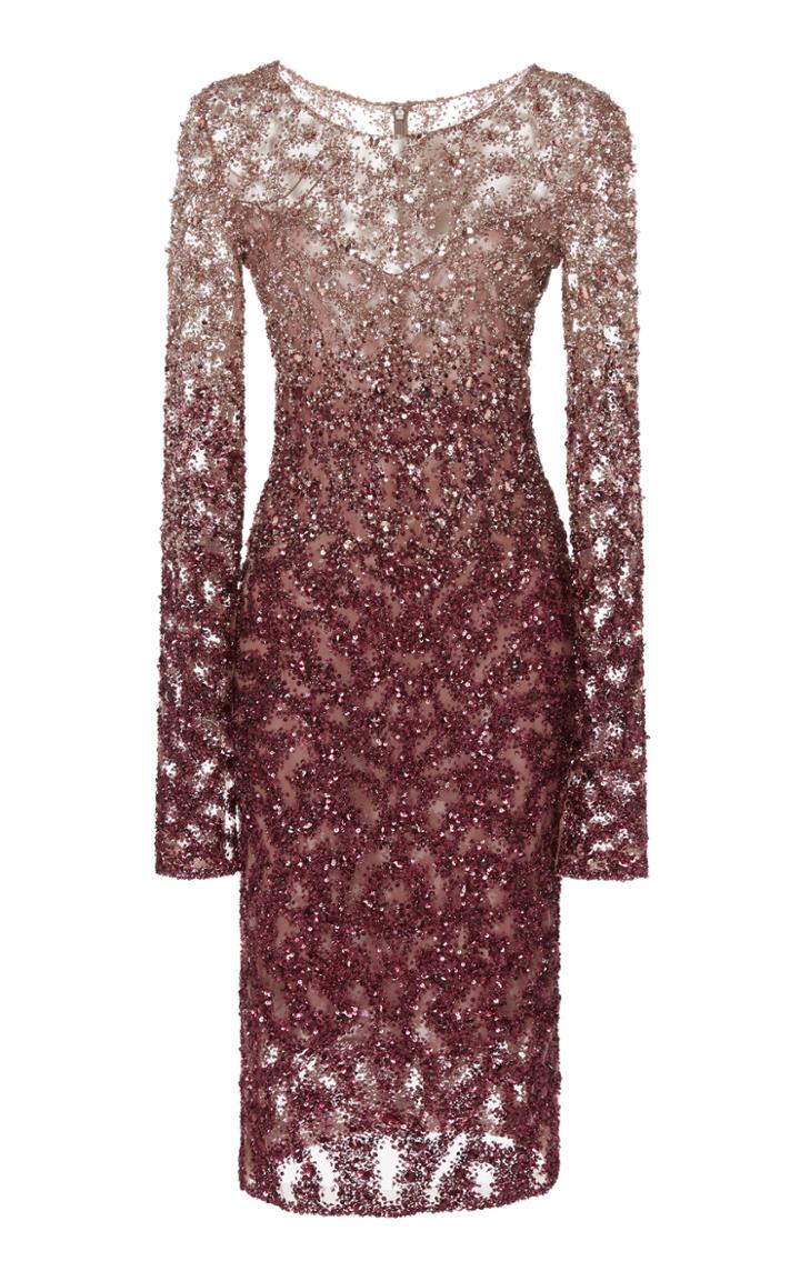 Pamella Roland Ombr Crystal And Sequin Embellished Mini Dress